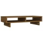 Soporte para monitor madera maciza pino marrón miel 60x27x14 cm de vidaXL, Bases y elevadores para ordenadores - Ref: Foro24-...