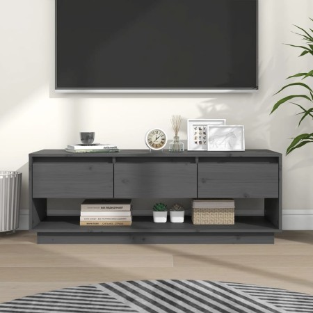 Mueble de TV de madera maciza de pino gris 110,5x34x40 cm de vidaXL, Muebles TV - Ref: Foro24-813846, Precio: 74,74 €, Descue...
