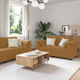 Juego de sofás con cojines 3 piezas terciopelo marrón en Sofás | Comprar online en Foru.es