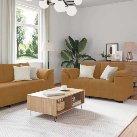 Juego de sofás con cojines 3 piezas terciopelo marrón en Sofás | Comprar online en Foru.es