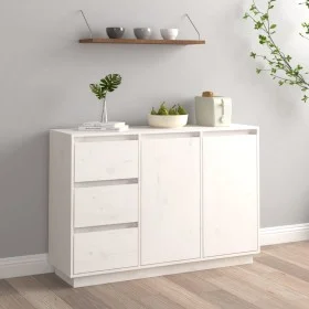 Aparador de madera maciza de pino blanco 111x34x75 cm de vidaXL, Aparadores - Ref: Foro24-813805, Precio: 145,19 €, Descuento: %