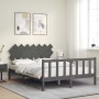 Estructura de cama matrimonio con cabecero madera maciza gris de vidaXL, Camas y somieres - Ref: Foro24-3193473, Precio: 153,...