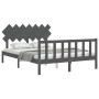 Estructura de cama matrimonio con cabecero madera maciza gris de vidaXL, Camas y somieres - Ref: Foro24-3193473, Precio: 153,...