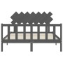 Estructura de cama matrimonio con cabecero madera maciza gris de vidaXL, Camas y somieres - Ref: Foro24-3193473, Precio: 153,...