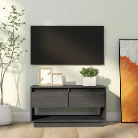 Mueble de TV de madera maciza de pino gris 74x34x40 cm de vidaXL, Muebles TV - Ref: Foro24-813841, Precio: 55,72 €, Descuento: %
