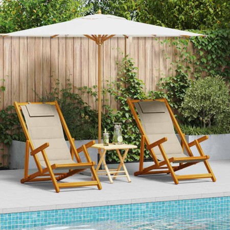 Silla de playa con cojín 2 pcs Marrón 61.5 x 123 x 82cm en Sillas de jardín | Comprar online en Foru.es