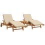 Tumbona 3 pcs Beige Madera de Acacia Sólida en Tumbonas | Comprar online en Foru.es