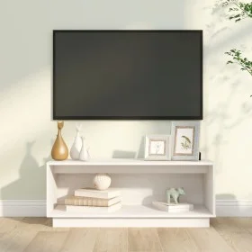 Mueble de TV de madera maciza de pino blanco 90x35x35 cm de vidaXL, Muebles TV - Ref: Foro24-813830, Precio: 43,43 €, Descuen...