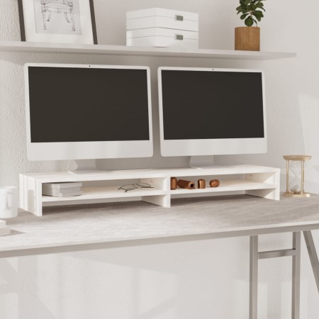 Soporte de monitor madera maciza de pino blanco 100x24x13 cm de vidaXL, Muebles TV - Ref: Foro24-813920, Precio: 33,50 €, Des...
