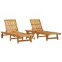 Tumbonas con mesa 2 unidades madera maciza de acacia en Tumbonas | Comprar online en Foru.es