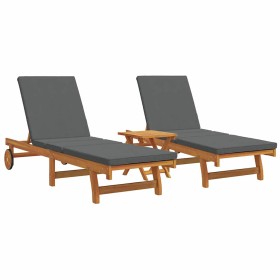 Tumbona 2-persona 3 pcs Marrón Madera de Acacia Sólida en Tumbonas | Comprar online en Foru.es