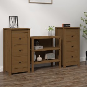 Aparadores 2 uds madera maciza de pino marrón miel 40x35x80 cm de vidaXL, Aparadores - Ref: Foro24-813746, Precio: 97,07 €, D...