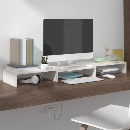 Soporte de monitor madera maciza de pino blanco 80x24x10,5 cm de vidaXL, Muebles TV - Ref: Foro24-813940, Precio: 33,57 €, De...