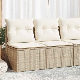 Set sofás jardín y cojines 2 pzas ratán sintético acacia beige en Conjuntos de jardín | Comprar online en Foru.es
