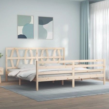 Estructura de cama con cabecero madera maciza 200x200 cm de vidaXL, Camas y somieres - Ref: Foro24-3194396, Precio: 145,26 €,...