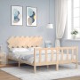 Estructura de cama con cabecero madera maciza 140x190 cm de vidaXL, Camas y somieres - Ref: Foro24-3193446, Precio: 127,39 €,...