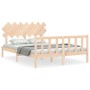 Estructura de cama con cabecero madera maciza 140x190 cm de vidaXL, Camas y somieres - Ref: Foro24-3193446, Precio: 127,39 €,...