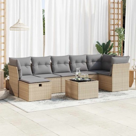Set de sofás de jardín y cojines 8 piezas ratán sintético beige en Conjuntos de jardín | Comprar online en Foru.es
