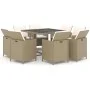 Set comedor de jardín 9 pzas con cojines ratán sintético beige de vidaXL, Conjuntos de jardín - Ref: Foro24-3095516, Precio: ...