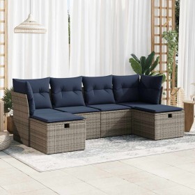 Set de muebles de jardín 6 pzas y cojines ratán sintético gris en Conjuntos de jardín | Comprar online en Foru.es