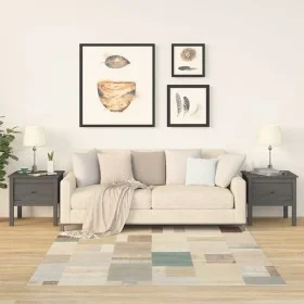 Mesa auxiliar 2 uds madera maciza de pino gris 50x50x49 cm de vidaXL, Mesas auxiliares - Ref: Foro24-813799, Precio: 60,16 €,...
