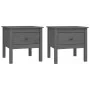 Mesa auxiliar 2 uds madera maciza de pino gris 50x50x49 cm de vidaXL, Mesas auxiliares - Ref: Foro24-813799, Precio: 60,16 €,...