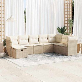 Set de sofás de jardín y cojines 8 piezas ratán sintético beige en Conjuntos de jardín | Comprar online en Foru.es