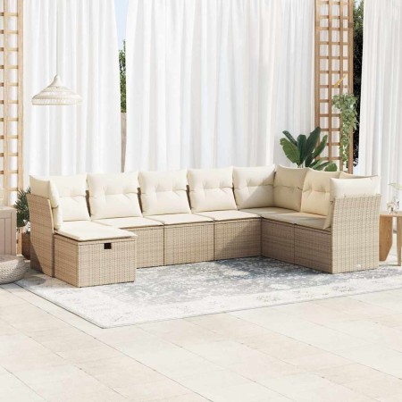 Set de sofás de jardín y cojines 8 piezas ratán sintético beige en Conjuntos de jardín | Comprar online en Foru.es