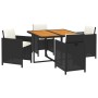 Set comedor de jardín 5 pzas con cojines ratán sintético negro de vidaXL, Conjuntos de jardín - Ref: Foro24-3095518, Precio: ...