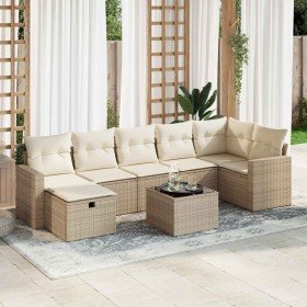 Set de sofás de jardín y cojines 8 piezas ratán sintético beige en Conjuntos de jardín | Comprar online en Foru.es