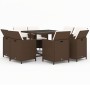 Set de comedor jardín 9 pzas y cojines ratán sintético marrón de vidaXL, Conjuntos de jardín - Ref: Foro24-3095513, Precio: 6...