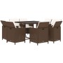 Set de comedor jardín 9 pzas y cojines ratán sintético marrón de vidaXL, Conjuntos de jardín - Ref: Foro24-3095513, Precio: 6...