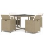 Set comedor de jardín 5 pzas con cojines ratán sintético beige de vidaXL, Conjuntos de jardín - Ref: Foro24-3095515, Precio: ...