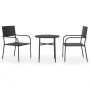 Juego de comedor para jardín 3 piezas ratán sintético negro de vidaXL, Conjuntos de jardín - Ref: Foro24-3098033, Precio: 79,...