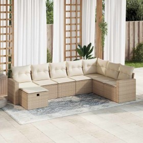 Set de sofás de jardín y cojines 8 piezas ratán sintético beige en Conjuntos de jardín | Comprar online en Foru.es