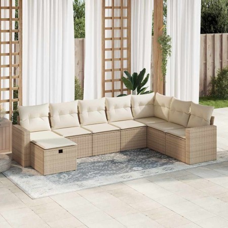 Set de sofás de jardín y cojines 8 piezas ratán sintético beige en Conjuntos de jardín | Comprar online en Foru.es