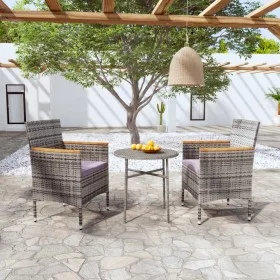 Juego de comedor para jardín 3 piezas ratán sintético gris de vidaXL, Conjuntos de jardín - Ref: Foro24-3098026, Precio: 156,...