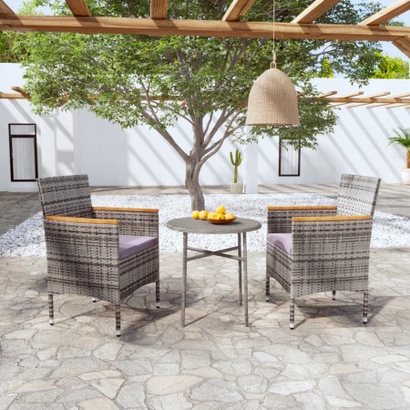 Juego de comedor para jardín 3 piezas ratán sintético gris de vidaXL, Conjuntos de jardín - Ref: Foro24-3098026, Precio: 161,...