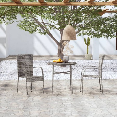 Juego de comedor para jardín 3 piezas ratán sintético gris de vidaXL, Conjuntos de jardín - Ref: Foro24-3098029, Precio: 122,...