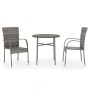 Juego de comedor para jardín 3 piezas ratán sintético gris de vidaXL, Conjuntos de jardín - Ref: Foro24-3098029, Precio: 122,...