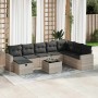 Set muebles jardín 9 pzas y cojines ratán sintético gris claro en Conjuntos de jardín | Comprar online en Foru.es