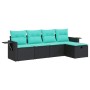 Set de muebles de jardín 5 pzas y cojines ratán sintético negro en Conjuntos de jardín | Comprar online en Foru.es