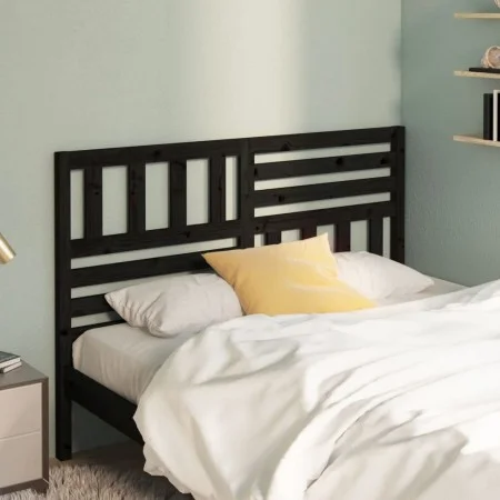 Solid black pine wood bed headboard 126x4x100 cm by vidaXL, Headboards and footboards - Ref: Foro24-814138, Price: 42,37 €, D...