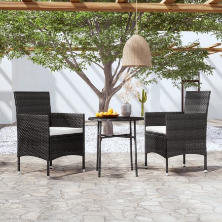 Juego de comedor para jardín 3 piezas ratán sintético negro de vidaXL, Conjuntos de jardín - Ref: Foro24-3098022, Precio: 150...