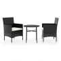 Juego de comedor para jardín 3 piezas ratán sintético negro de vidaXL, Conjuntos de jardín - Ref: Foro24-3098022, Precio: 150...