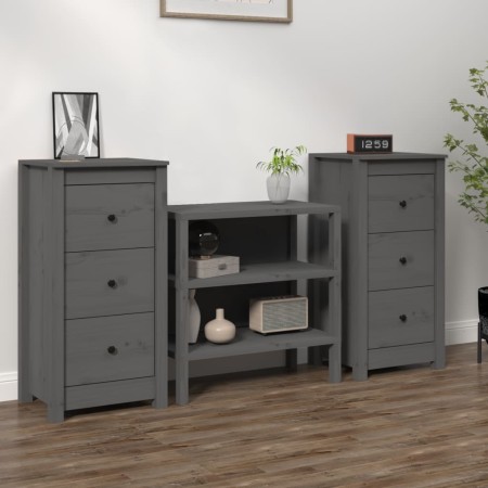 Aparadores 2 uds madera maciza de pino gris 40x35x80 cm de vidaXL, Aparadores - Ref: Foro24-813744, Precio: 97,07 €, Descuent...