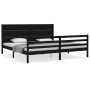 Estructura de cama con cabecero madera maciza negro 200x200 cm de vidaXL, Camas y somieres - Ref: Foro24-3194660, Precio: 190...