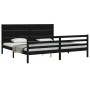 Estructura de cama con cabecero madera maciza negro 200x200 cm de vidaXL, Camas y somieres - Ref: Foro24-3194660, Precio: 190...