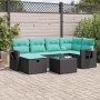 Set de sofás de jardín 7 pzas con cojines ratán sintético negro en Conjuntos de jardín | Comprar online en Foru.es