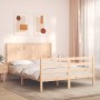 Estructura de cama con cabecero madera maciza 120x200 cm de vidaXL, Camas y somieres - Ref: Foro24-3194501, Precio: 122,36 €,...